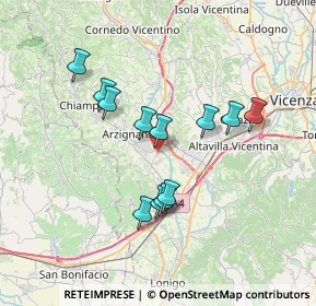 Mappa Via decima Strada, 36071 Arzignano VI, Italia (6.16083)