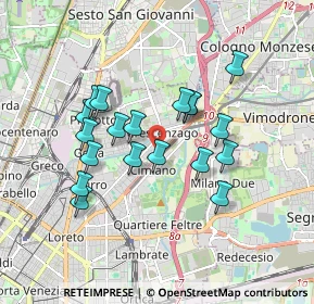 Mappa Via Privata Flumendosa, 20132 Milano MI, Italia (1.53684)