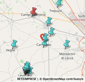 Mappa Via S. Gaetano, 73041 Carmiano LE, Italia (5.8105)