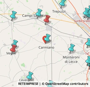 Mappa Via S. Gaetano, 73041 Carmiano LE, Italia (7.4995)