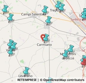 Mappa Via Martiri D'Ungheria, 73041 Carmiano LE, Italia (7.0795)