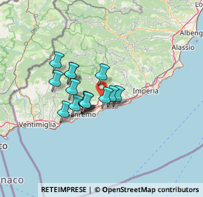 Mappa Regione Cravinaie, 18018 Taggia IM, Italia (9.22267)