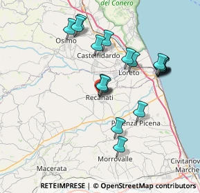 Mappa Via alle Fonti, 62019 Recanati MC, Italia (7.5395)