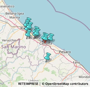 Mappa Ponte ferroviario di via Emilia Romagna. Cattolica, 47841 Cattolica RN, Italia (10.19167)