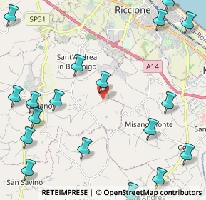Mappa Via Bruscheto, 47843 Coriano RN, Italia (3.14889)
