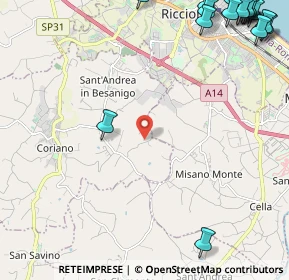 Mappa Via Bruscheto, 47843 Coriano RN, Italia (3.8155)