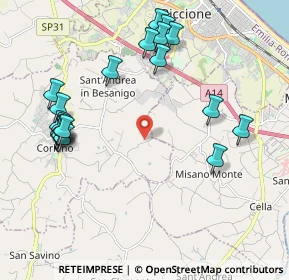 Mappa Via Bruscheto, 47843 Coriano RN, Italia (2.3555)