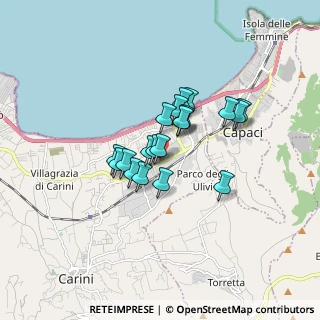 Mappa Via Giummari, 90044 Carini PA, Italia (1.2695)