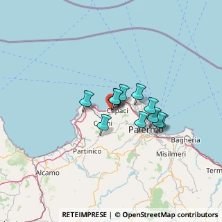 Mappa Via Industrie, 90044 Carini PA, Italia (9.67909)