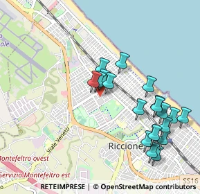 Mappa Viale Marmolada, 47838 Riccione RN, Italia (1.0375)