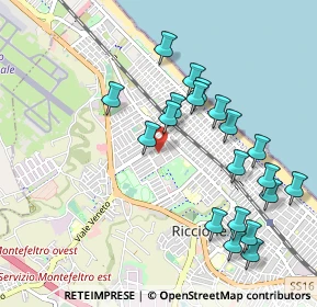 Mappa Viale Marmolada, 47838 Riccione RN, Italia (1.0545)