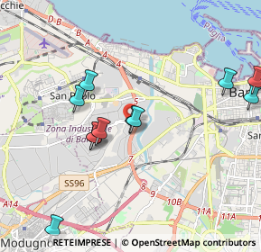 Mappa Viale Francesco de Blasio, 70128 Zona Industriale BA, Italia (2.16182)