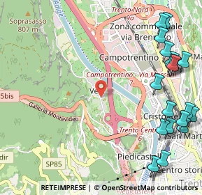 Mappa Via Santi Cosma e Damiano, 38100 Trento TN, Italia (1.515)