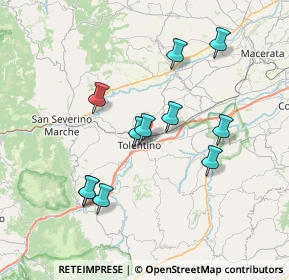 Mappa Via delle Fornaci, 62029 Tolentino MC, Italia (7.06273)