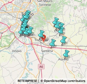 Mappa Fermata 3042 - DON GRASSI, 10028 Trofarello TO, Italia (7.501)