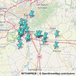 Mappa Strada Rigolfo, 10028 Trofarello TO, Italia (6.9355)