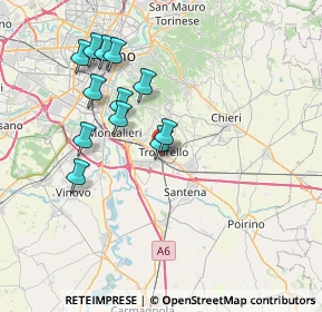 Mappa 10028 Trofarello TO, Italia (7.03333)