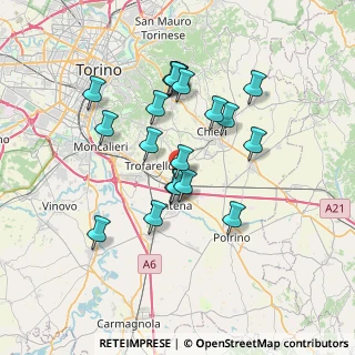 Mappa Via Lorenzo Martini, 10020 Cambiano TO, Italia (6.4215)