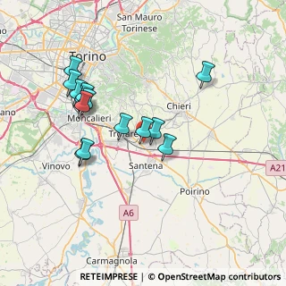 Mappa Via Cavalieri di Vittorio Veneto, 10020 Cambiano TO, Italia (7.02357)