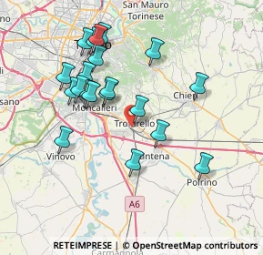 Mappa Via Alessandro Volta, 10028 Trofarello TO, Italia (7.245)