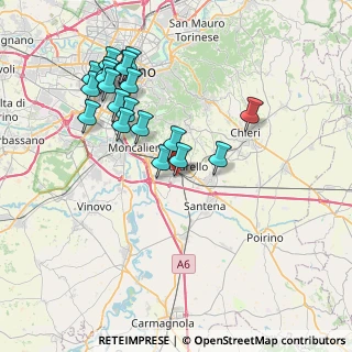 Mappa Via Molino della Splua, 10028 Trofarello TO, Italia (7.9415)