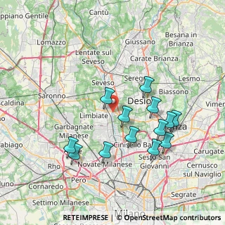Mappa Via Gaetana Agnesi, 20814 Varedo MB, Italia (7.27385)