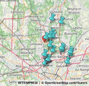 Mappa Via Vincenzo Monti, 20814 Varedo MB, Italia (6.13833)