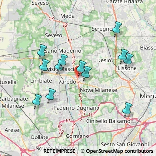 Mappa Via Cividale, 20814 Varedo MB, Italia (3.93667)