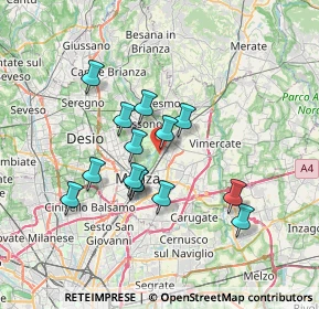 Mappa Piazzetta B. Erba, 20852 Villasanta MB, Italia (5.93429)
