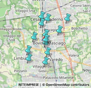 Mappa Via Leonardo Da Vinci, 20813 Bovisio-Masciago MB, Italia (1.38385)