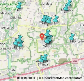 Mappa Via E. Fermi, 20876 Ornago MB, Italia (1.91421)
