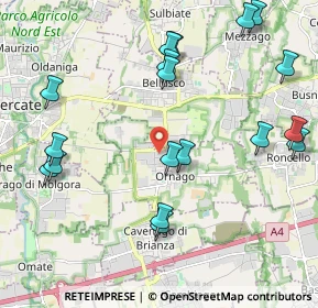 Mappa Via Alessandro Volta, 20876 Ornago MB, Italia (2.41667)