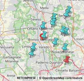 Mappa Via Isonzo, 20813 Bovisio-Masciago MB, Italia (3.72286)