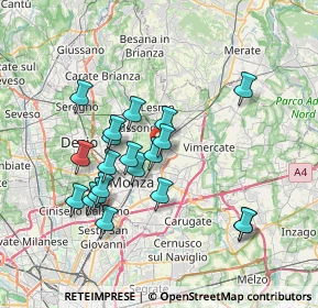 Mappa 20852 Villasanta MB, Italia (6.6615)