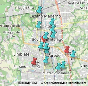 Mappa Via Colombo, 20813 Bovisio-Masciago MB, Italia (1.64333)