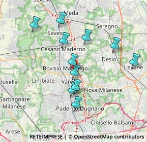 Mappa Vicolo del Foppone, 20813 Bovisio-Masciago MB, Italia (3.45909)