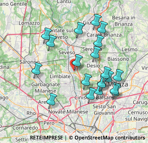 Mappa Via Tevere, 20813 Cesano Maderno MB, Italia (7.2605)