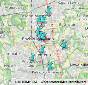 Mappa Via Arno, 20813 Bovisio-Masciago MB, Italia (1.38182)