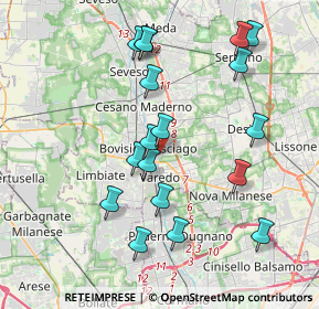 Mappa Via Tevere, 20813 Cesano Maderno MB, Italia (3.94278)