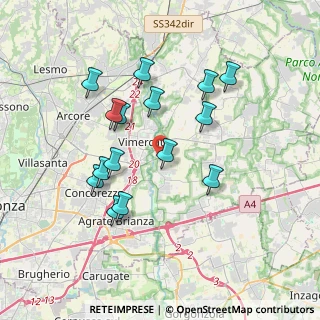 Mappa Via per Ornago, 20875 Burago di Molgora MB, Italia (3.44533)