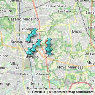 Mappa Via Merano, 20814 Varedo MB, Italia (1.2475)