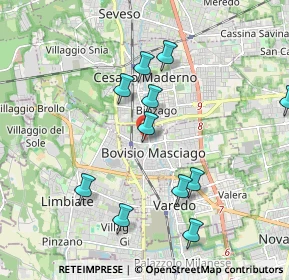 Mappa Via XX Settembre, 20813 Bovisio-Masciago MB, Italia (1.93364)