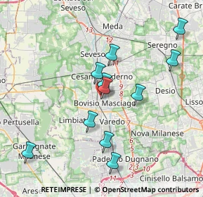 Mappa Via XX Settembre, 20813 Bovisio-Masciago MB, Italia (3.62091)