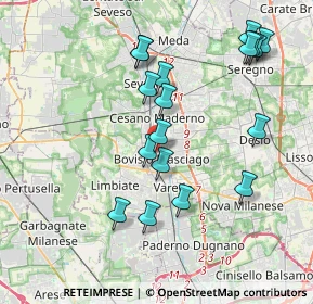 Mappa Via XX Settembre, 20813 Bovisio-Masciago MB, Italia (3.94389)