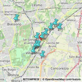 Mappa Via Leonardo da Vinci, 20856 Villasanta MB, Italia (1.375)