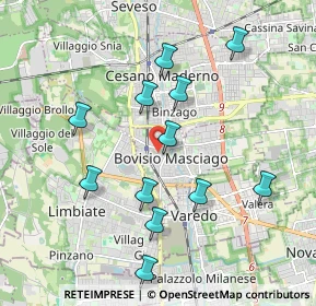 Mappa Largo Umberto Dabbeni, 20813 Bovisio-Masciago MB, Italia (1.89667)