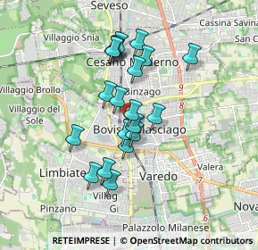 Mappa Largo Umberto Dabbeni, 20813 Bovisio-Masciago MB, Italia (1.4305)