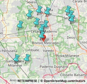 Mappa Largo Umberto Dabbeni, 20813 Bovisio-Masciago MB, Italia (4.29385)