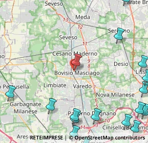 Mappa Largo Umberto Dabbeni, 20813 Bovisio-Masciago MB, Italia (7.03579)
