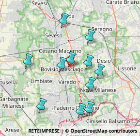 Mappa Via Antonio Gramsci, 20813 Bovisio-Masciago MB, Italia (3.61455)